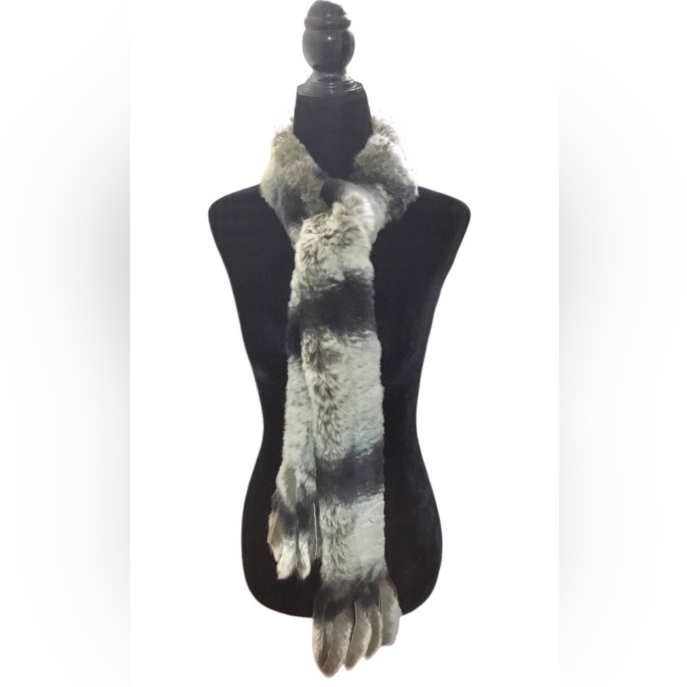 Genuine vintage rabbit fur with tassels / fringe
